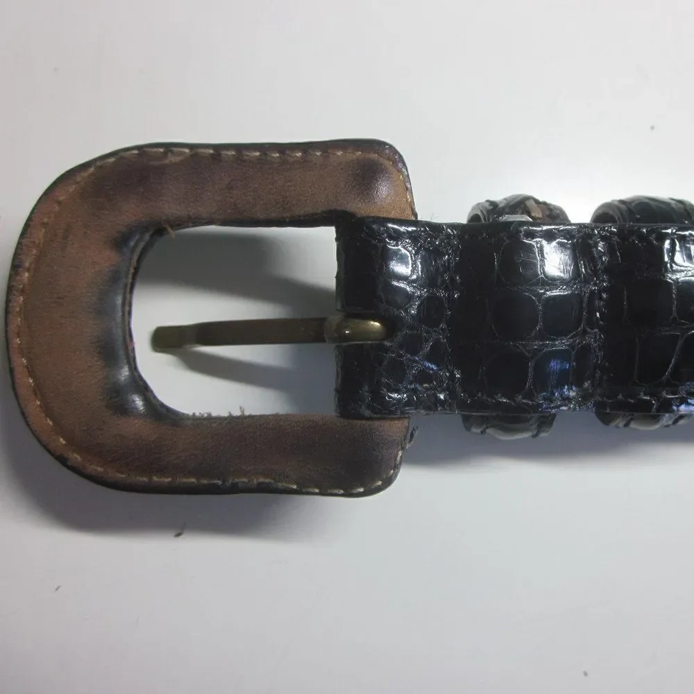 Reptiles House Black Crocodile Belt  Womens Size XS 1